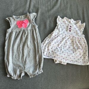 Carter's Gray Baby Romper outfit bundle. 3 months